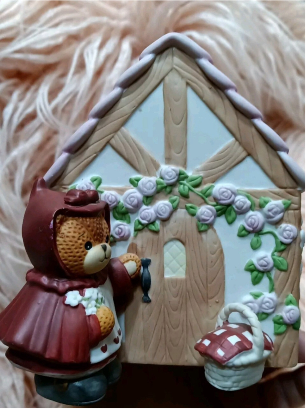 Lucy & Me By Lucy Rigg Musical Teddy Figurine Red Riding Hood House With Basket